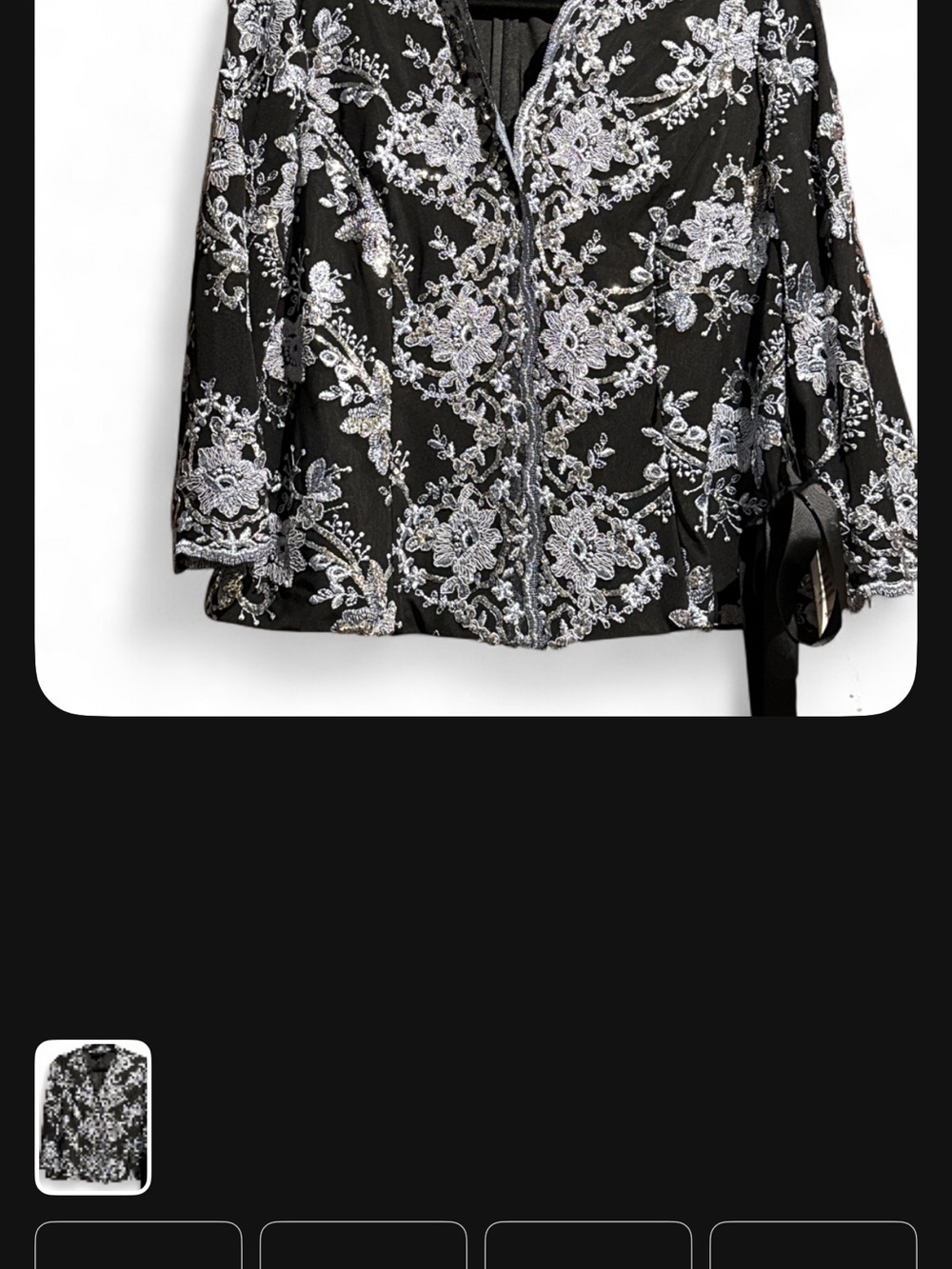 Alex Evenings Black Blazer with Silver Floral Beading